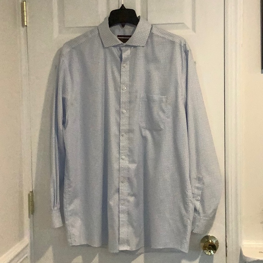 TASSO ELBA NWOT Men’s Light Blue Patterned Button Down Classic Dress Shirt XL